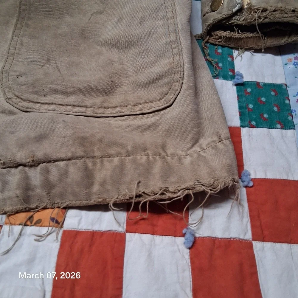 Vintage Carhartt 6BLCT‎ Blanket Lined Chore Coat Button Up Size XL Thrashed